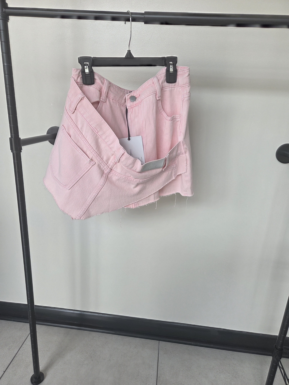 High-Rise Pink Denim Jean Shorts - Raw Hem Casual Style